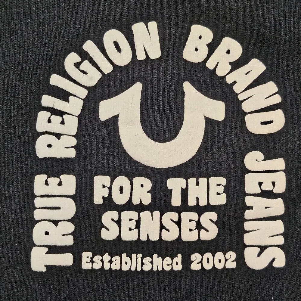 TRUE RELIGION MEN’S JOGGER SWEATPANTS – SIZE XXL – BLACK – CLASSIC LOGO PRINT